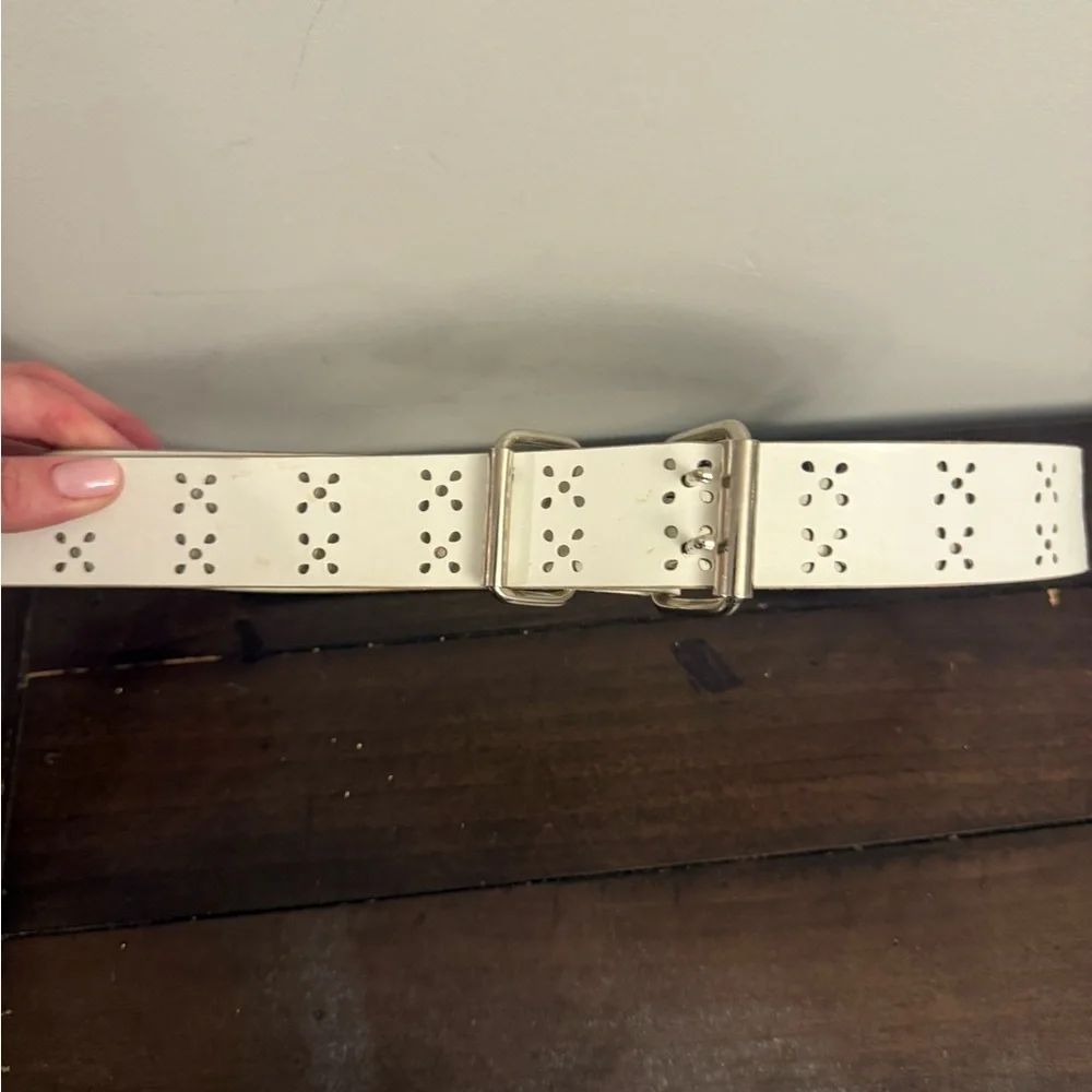 White Perforated Belt